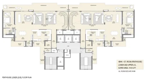Floor plan: 4 BHK grand penthouse