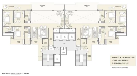 Floor plan: 4 BHK grand penthouse