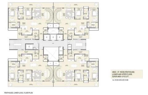 Floor plan: 4 BHK penthouse